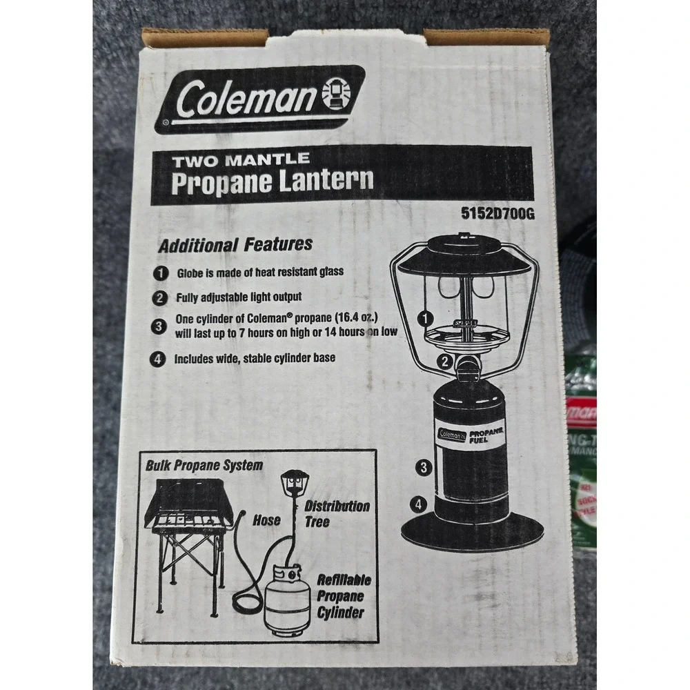 Coleman Two Mantle Propane Lantern Green Vintage 09/2001 NEW in Box Camping 5152